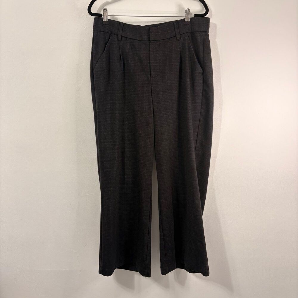 Democracy Dark Gray Plaid Wide Leg Dress Pants Sz 14W